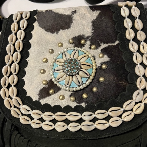 Genuine Suede Leather Crossbody Bag: - Picture 2 of 4